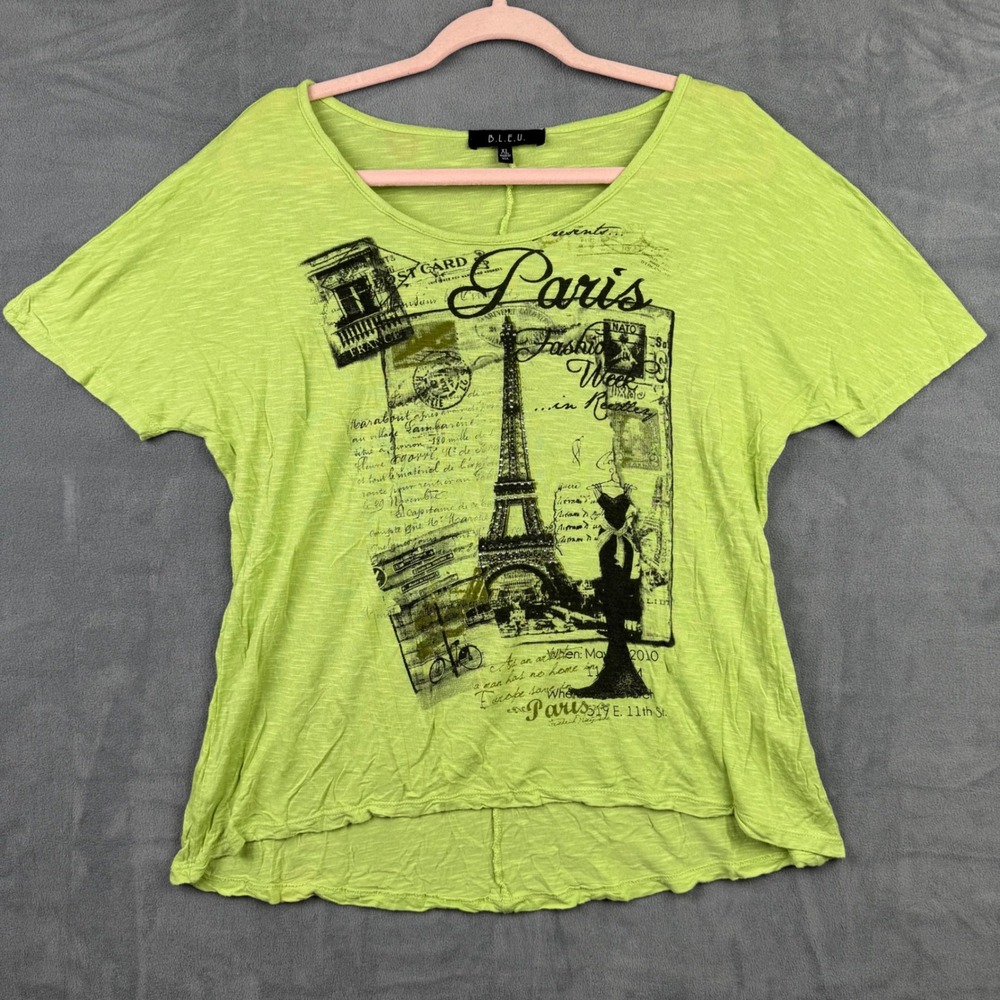B.L.E.U. Paris Eiffel Tower Graphic Top Women's‎ XL Short Sleeve Made in USA